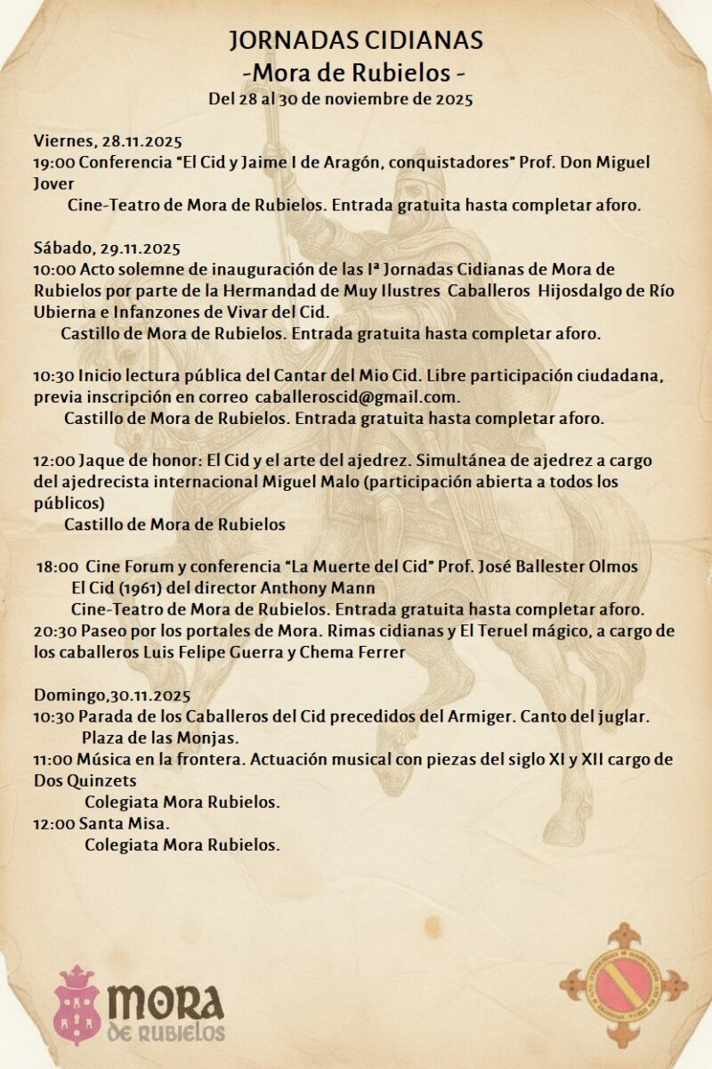 I Jornadas Cidianas de Mora de Rubielos (Teruel) 2025