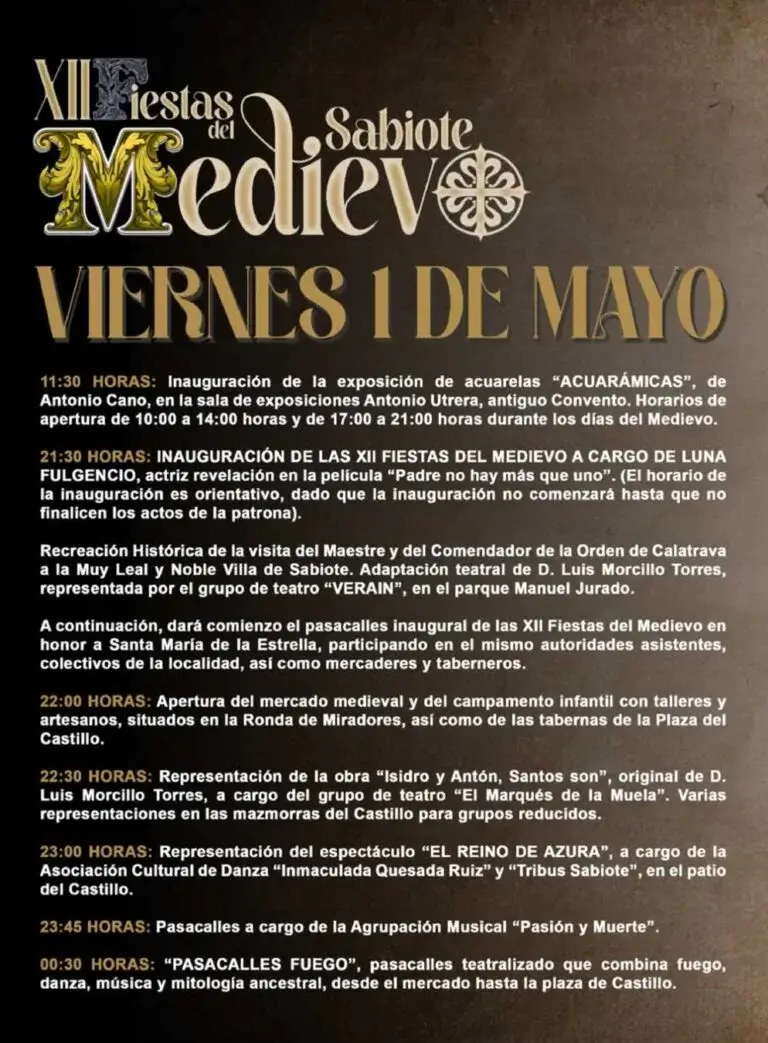 XII Fiestas del Medievo de Sabiote (JaƩn) 2026