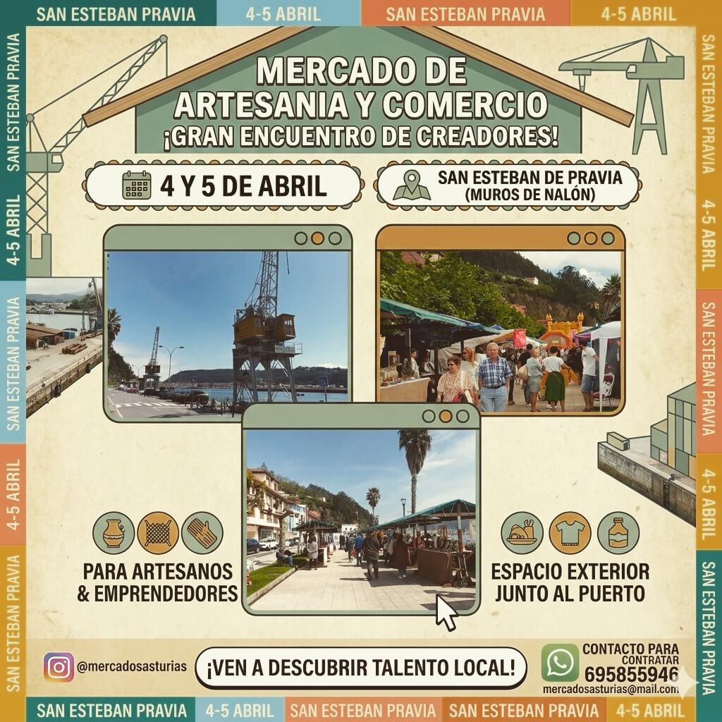 Mercado Artesanía y Comercio en San Esteban de Pravia (Asturias) 2026