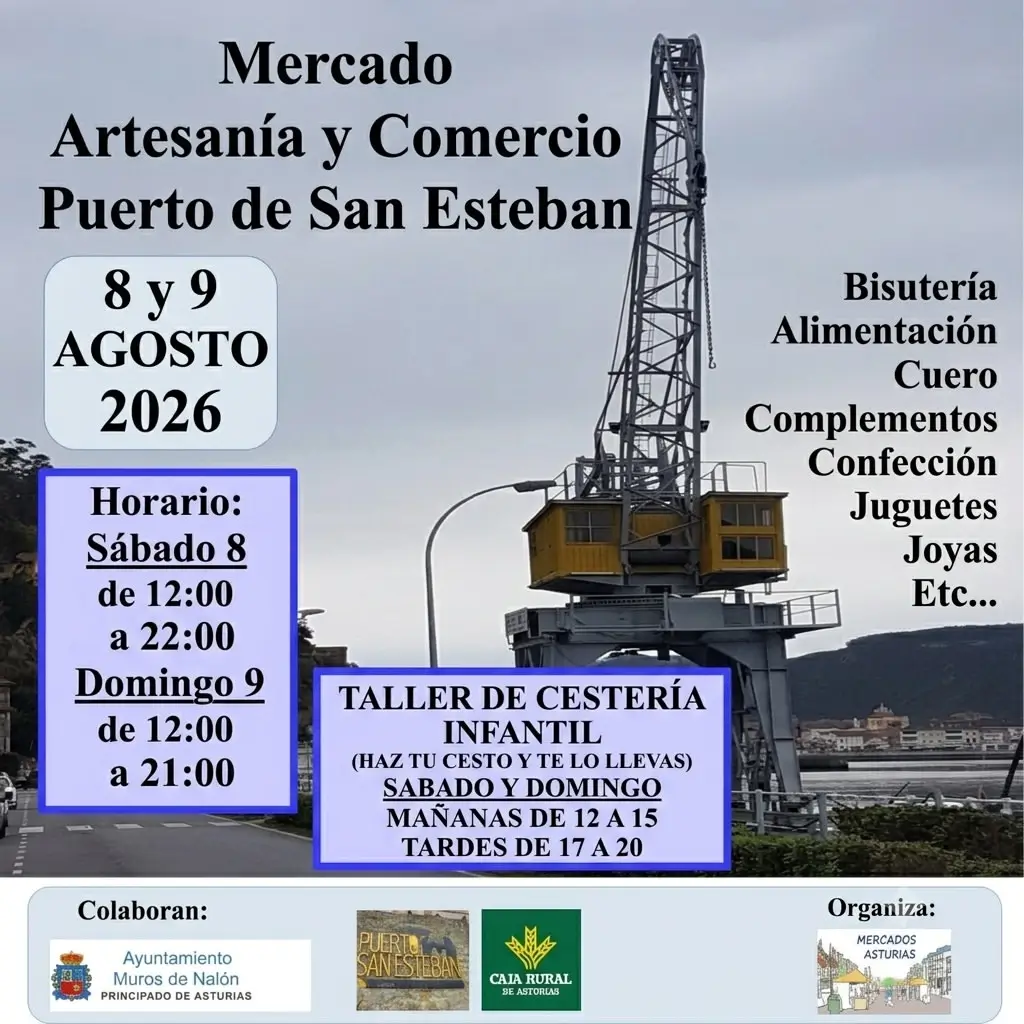 Mercado Artesanía y Comercio en San Esteban de Pravia (Asturias) | 8 y 9 de agosto 2026