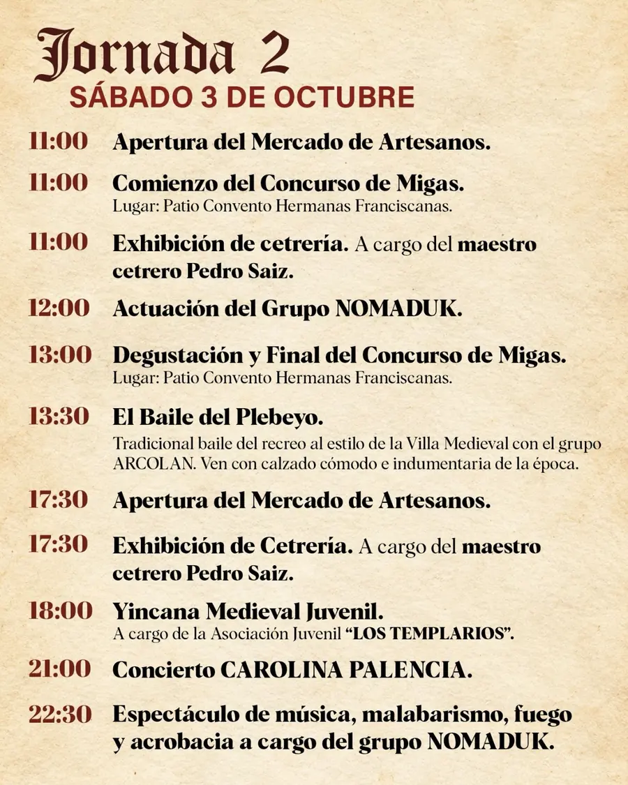 Programa de las XV Jornadas Medievales de Corral de Almaguer