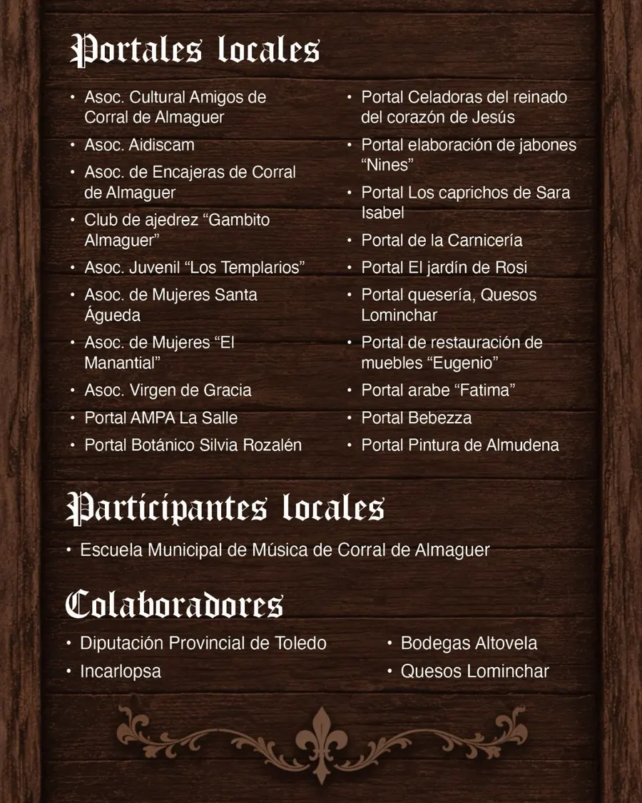 Programa de las XV Jornadas Medievales de Corral de Almaguer